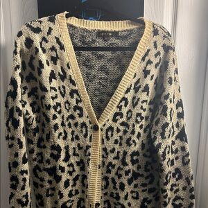 Love Tree Leopard Print Cardigan - Black and Tan